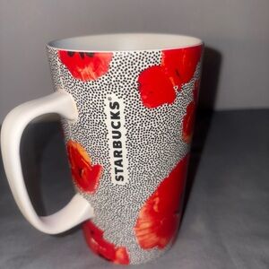 Starbucks Red and Black Floral Mug